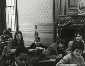 WIS students working during class in a Mansion classroom. The picture was taken in 1983 and is found on the WIS website.