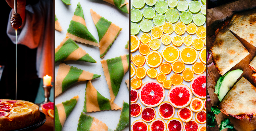 An array of recipes with vibrant colors (Courtesy of Kate Strangfeld). 