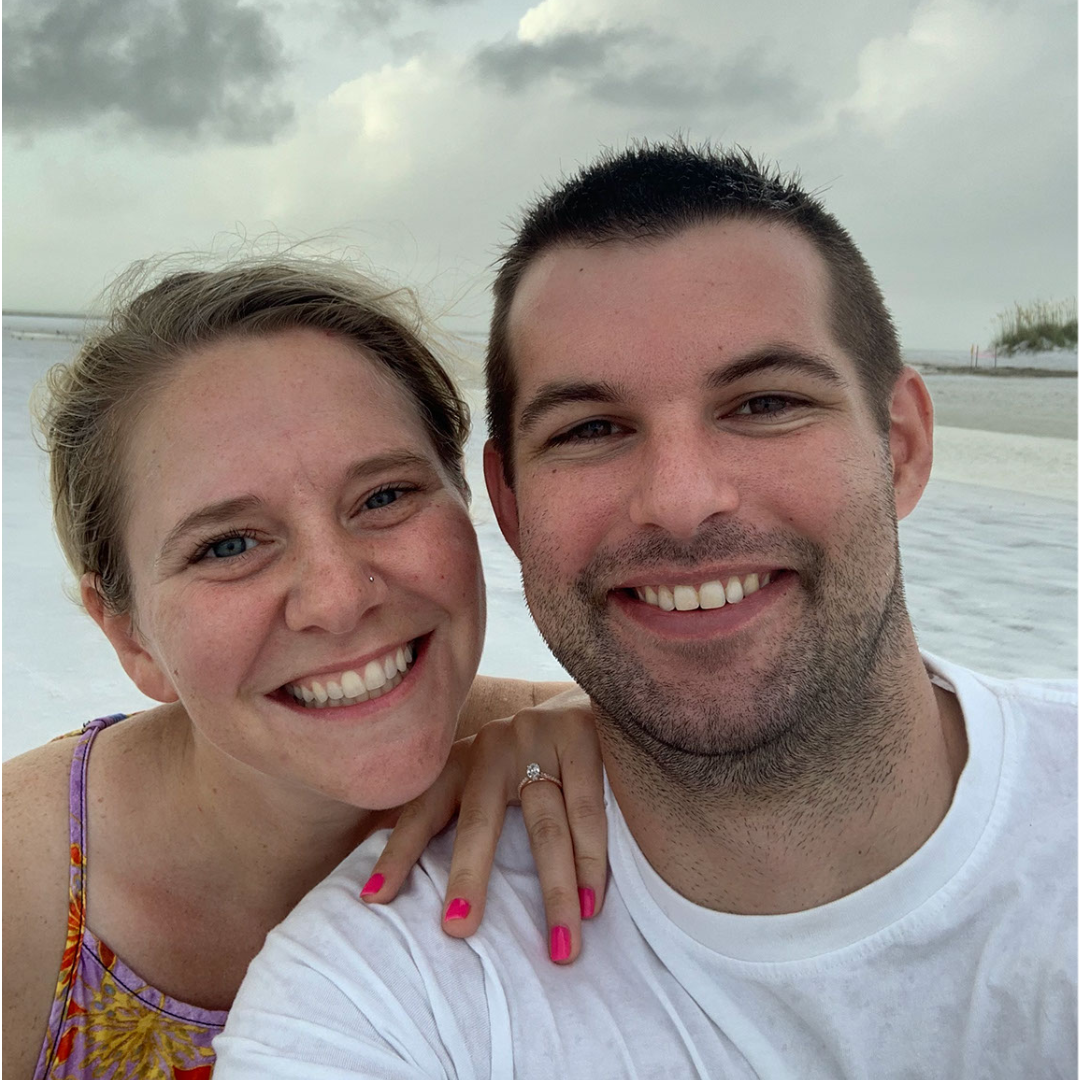 Audette (left) and Sopher (right) after getting engaged on the beach on Anna Maria Island in Florida. (Courtesy of Micheala Audette)
