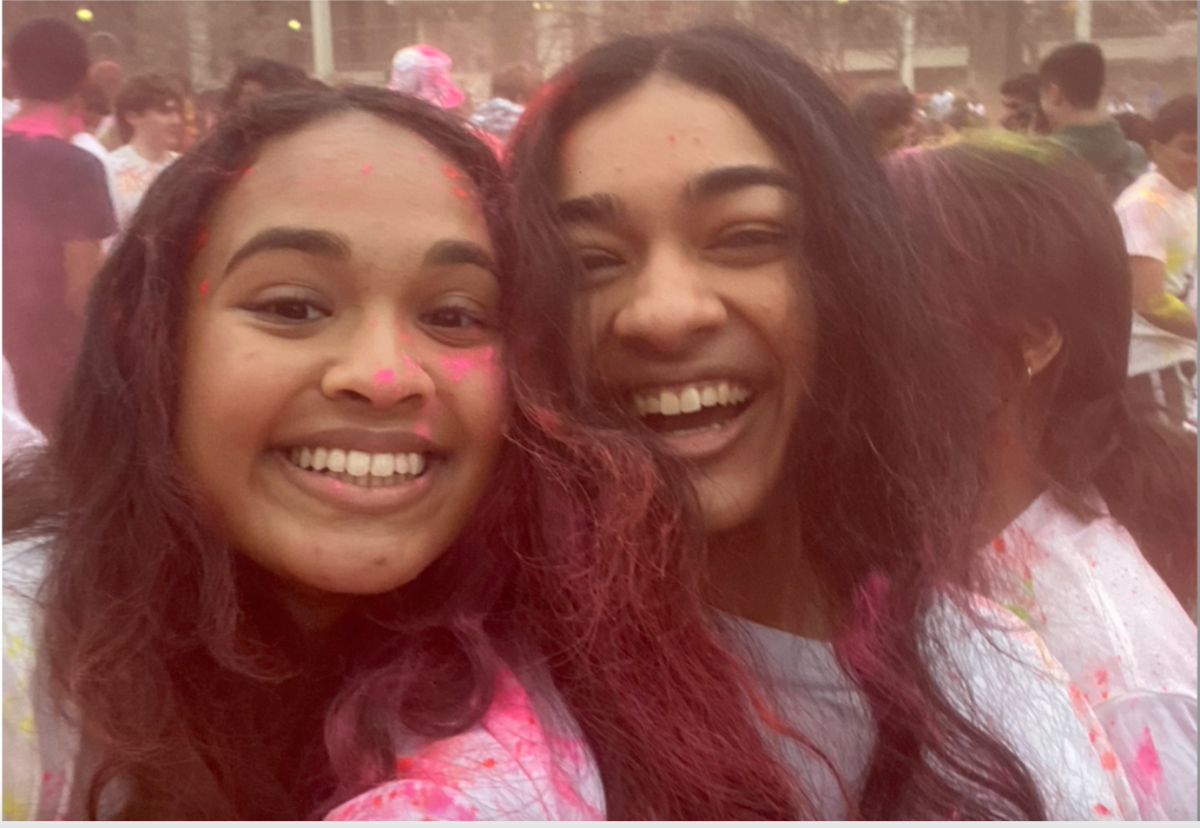 From left to right: WIS alumnae Inaya Zaman and Sneha Parthasarathy, both of whom are sophomores at the University of Pennsylvania, at a Penn Holiday Celebration. (Courtesy of Ellie Fithian)
