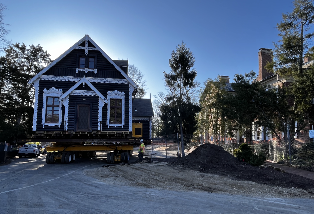 The Dacha en route to its new home outside the Senior Lounge. Its relocation is part of the WIS plan for a new science building. (Tindra Jemsby/International Dateline)