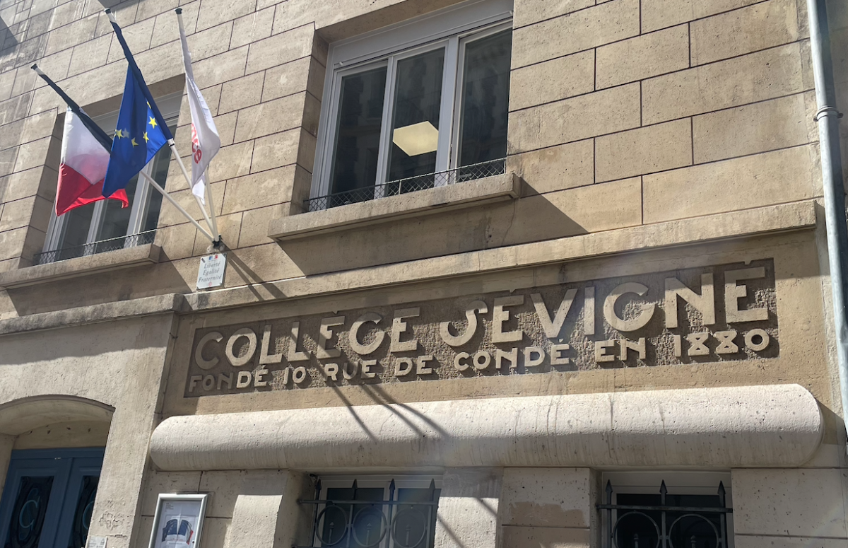 Lentrée du Collège Sévigné à Paris, France. (Selena Said/International Dateline)