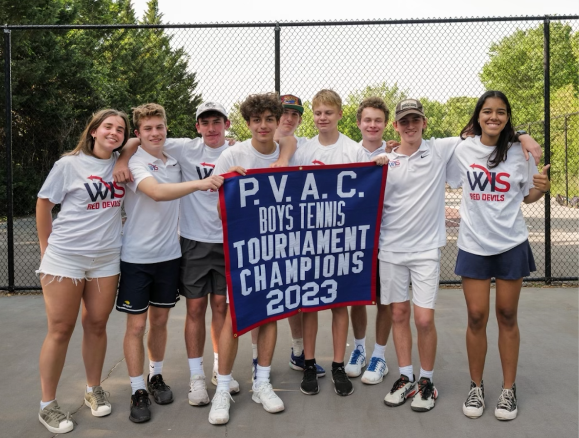 From left to right: Sophomore and team manager Andrea Brudniak-Berrocal, freshman Simeon Bayer, freshman Martin Ferreira-Uribe, sophomore Derin Kirtman, sophomore Charlie Soven, sophomore Alexander Paxson, sophomore William Green, junior Sam Huffard and junior and supporter Ava Gonzalez. (Courtesy of Guy Neal)
