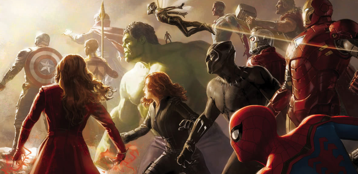 A digital graphic showing many of the original Marvel Cinematic Universe characters, including Captain America, Wanda Maximoff and Black Widow. While these characters once inspired joy and anticipation in viewers, those positive feelings have now numbed. (KOMAR)