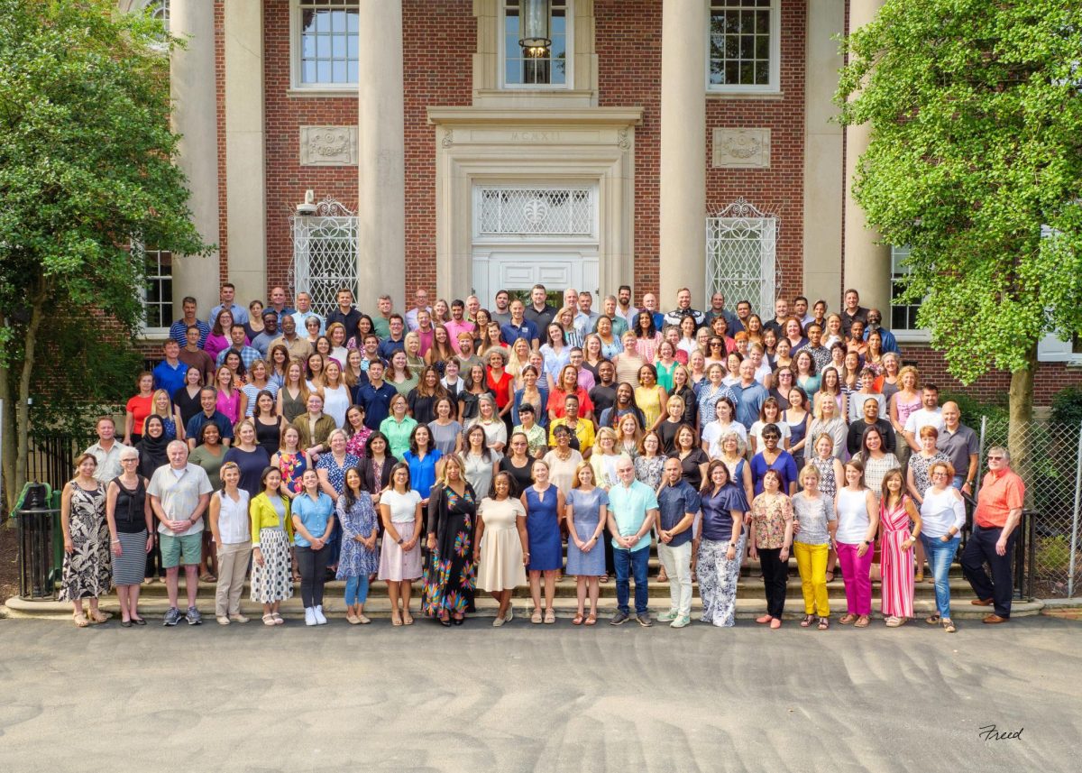 The WIS faculty in front of the Mansion on the Tregaron campus. Though the upper school faculty has diversity, there are still gaps present. (Courtesy of Cheryl Tanski)