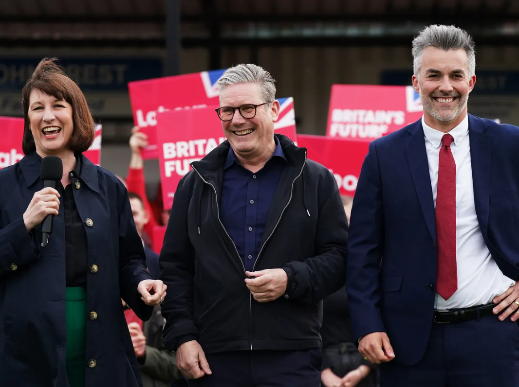 Leader of the Labour party and candidate for PM Keir Starmer (middle) along with shadow chancellor Rachel Reeves (left) and the new Labour Mayor for York and North Yorkshire David Skaith (right). Courtesy of the BBC