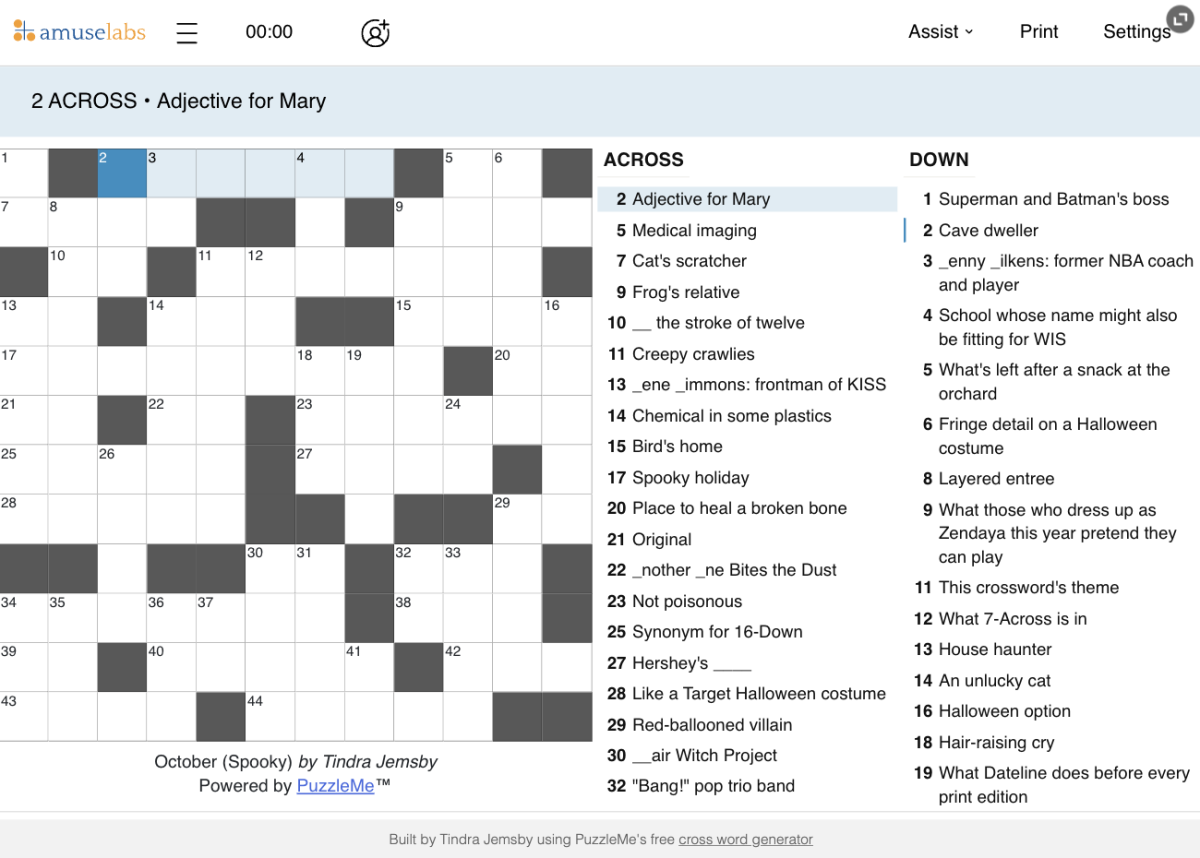 October 2024 Online Crossword