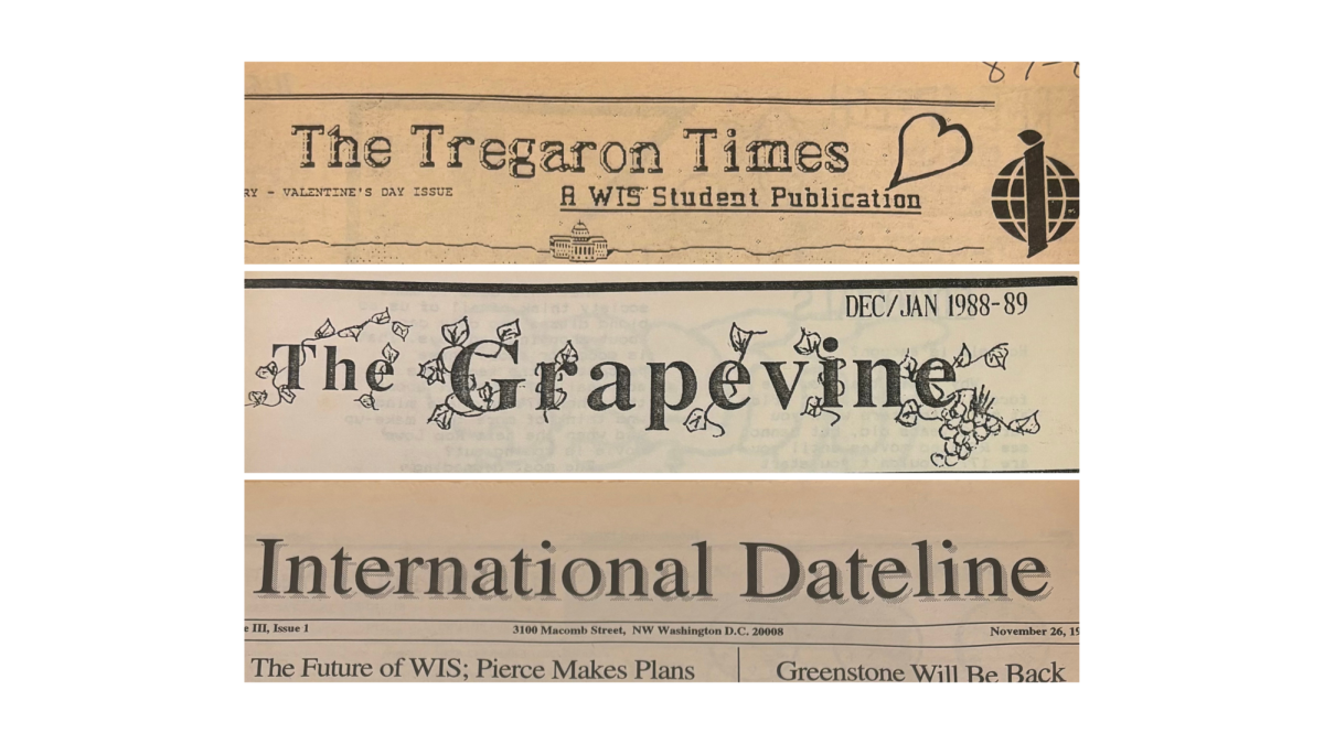 The three major newspapers at WIS. (Courtesy of Washington International School)