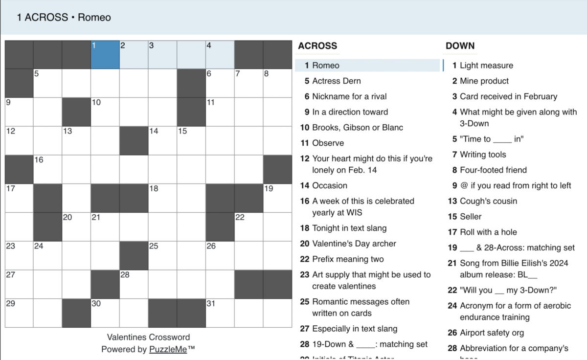 Valentine's 2025 Crossword