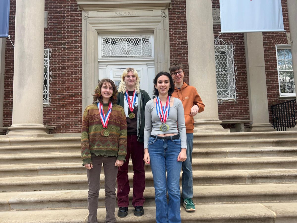 The WIS Science Olympiad team. From left to right: Chiara Venturi, Bryn Soven, Cecilia Howton and Alexander Novikov. (Courtesy of Bryn Soven)
